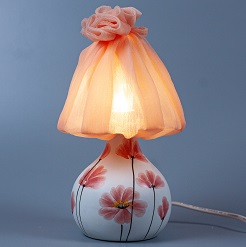 Đèn nấm hoa cỏ vẽ tay Gốm Sứ Bát Tràng MN005 trang trí nội thất, đèn để bàn phòng ngủ